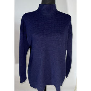 Talbots Navy Blue Waffle Knit Pullover Sweater